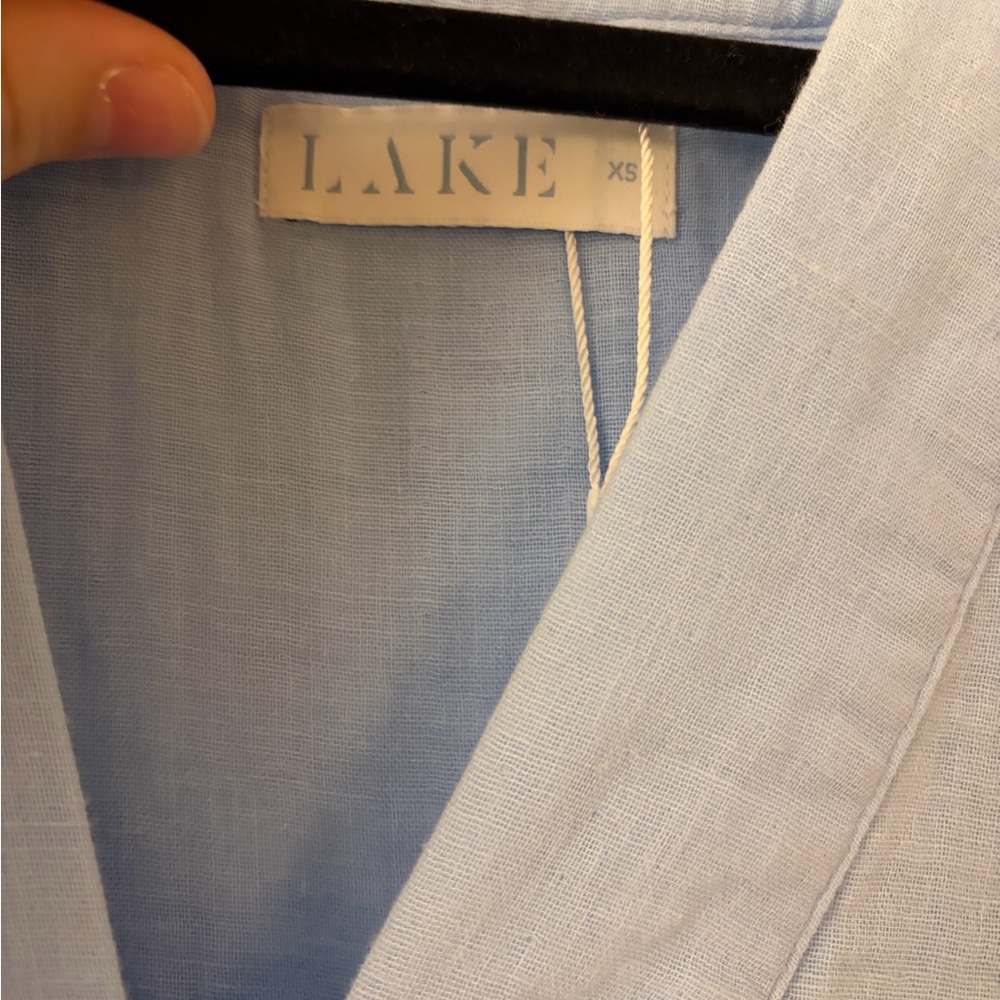 Light Blue V-Neck Cotton Maxi Dress - Picture 5 of 5